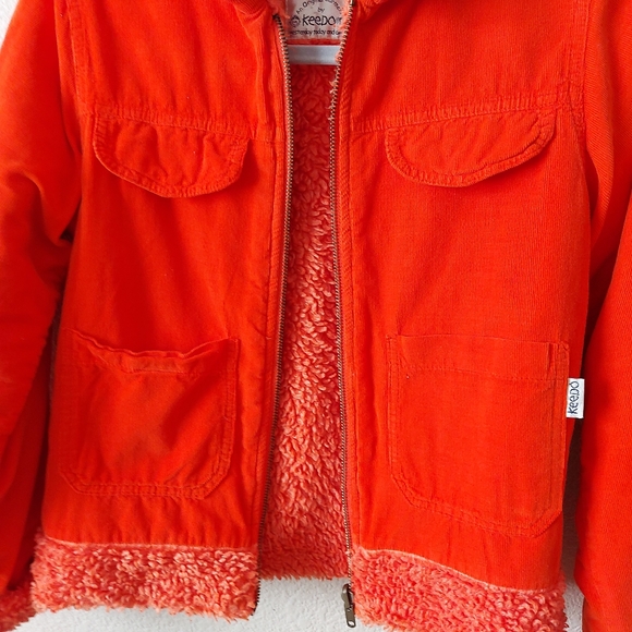 Keedo Kids Orange Corduroy Sherpa Detail South African Coat Size 6/7 - Picture 4 of 7